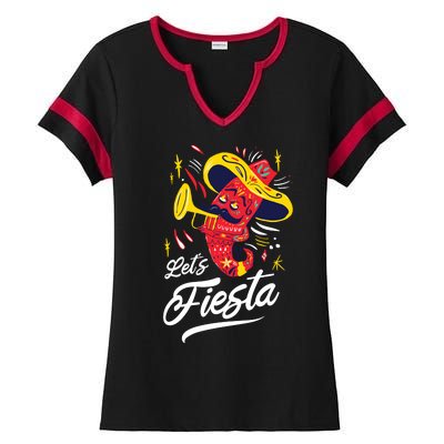 Let's Fiesta Chili Pepper Ladies Halftime Notch Neck Tee