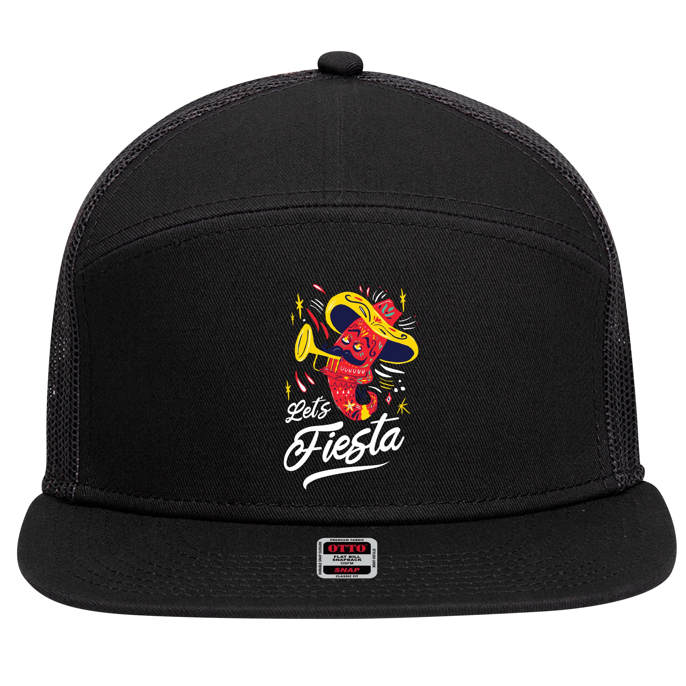 Let's Fiesta Chili Pepper 7 Panel Mesh Trucker Snapback Hat
