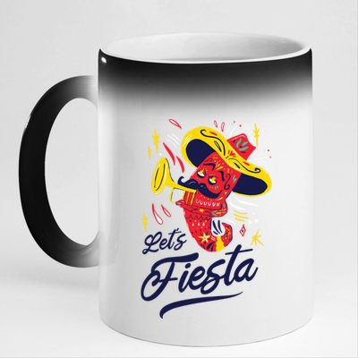 Let's Fiesta Chili Pepper 11oz Black Color Changing Mug