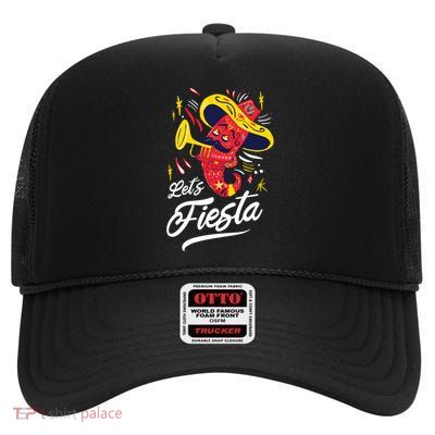 Let's Fiesta Chili Pepper High Crown Mesh Back Trucker Hat