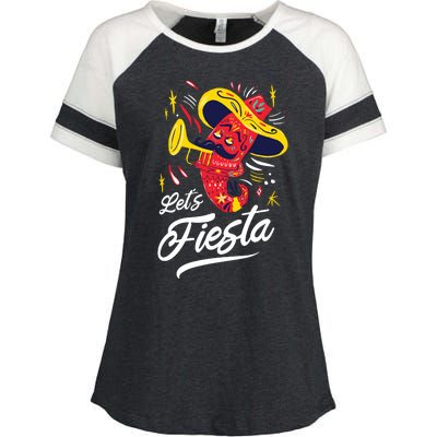 Let's Fiesta Chili Pepper Enza Ladies Jersey Colorblock Tee