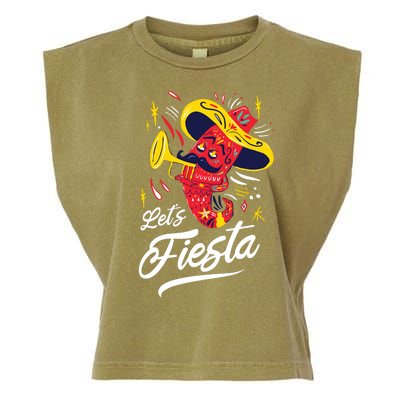 Let's Fiesta Chili Pepper Garment-Dyed Women's Muscle Tee