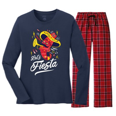 Let's Fiesta Chili Pepper Women's Long Sleeve Flannel Pajama Set 