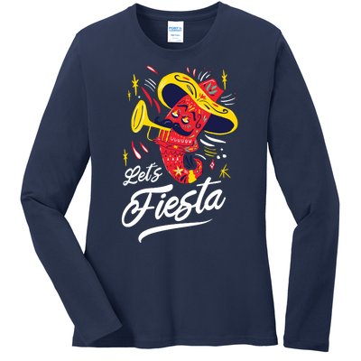 Let's Fiesta Chili Pepper Ladies Long Sleeve Shirt