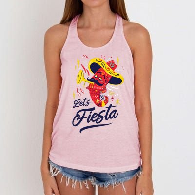 Let's Fiesta Chili Pepper Women's Knotted Racerback Tank