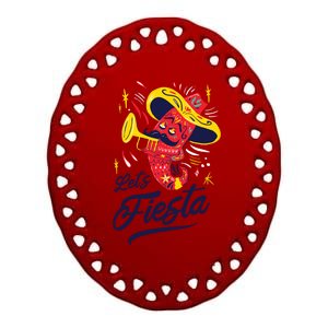 Let's Fiesta Chili Pepper Ceramic Oval Ornament