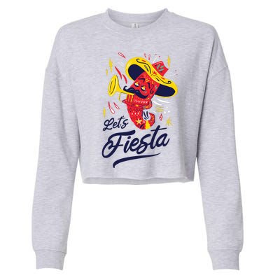 Let's Fiesta Chili Pepper Cropped Pullover Crew