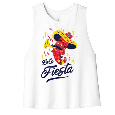 Let's Fiesta Chili Pepper Women's Racerback Cropped Tank