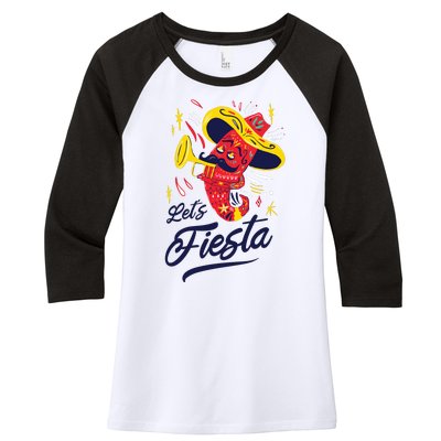 Let's Fiesta Chili Pepper Women's Tri-Blend 3/4-Sleeve Raglan Shirt