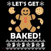 Let's Get Baked Gingerbread Cookie Ugly Christmas Stripe Pom Pom Beanie