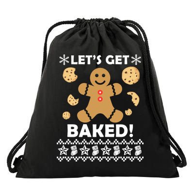 Let's Get Baked Gingerbread Cookie Ugly Christmas Drawstring Bag