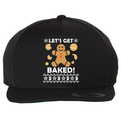 Let's Get Baked Gingerbread Cookie Ugly Christmas Wool Snapback Cap