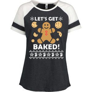 Let's Get Baked Gingerbread Cookie Ugly Christmas Enza Ladies Jersey Colorblock Tee