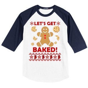 Let's Get Baked Gingerbread Cookie Ugly Christmas Baseball Sleeve Shirt