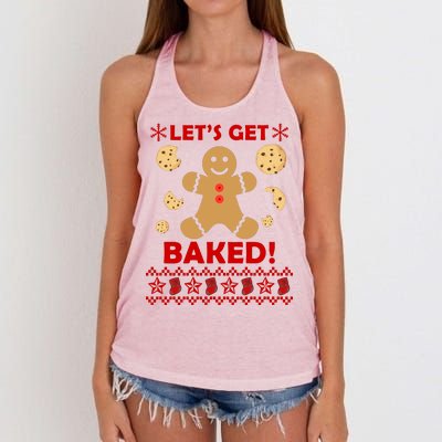 Let's Get Baked Gingerbread Cookie Ugly Christmas Women's Knotted Racerback Tank