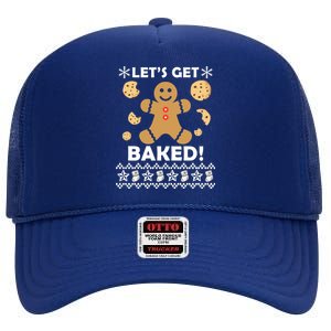 Let's Get Baked Gingerbread Cookie Ugly Christmas High Crown Mesh Back Trucker Hat