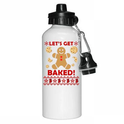 Let's Get Baked Gingerbread Cookie Ugly Christmas Aluminum Water Bottle 