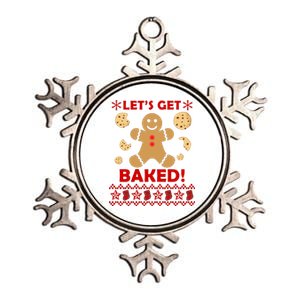 Let's Get Baked Gingerbread Cookie Ugly Christmas Metallic Star Ornament