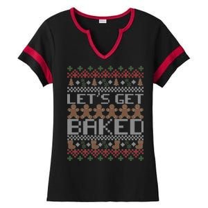 Lets Get Baked Ugly Christmas Sweater Ladies Halftime Notch Neck Tee