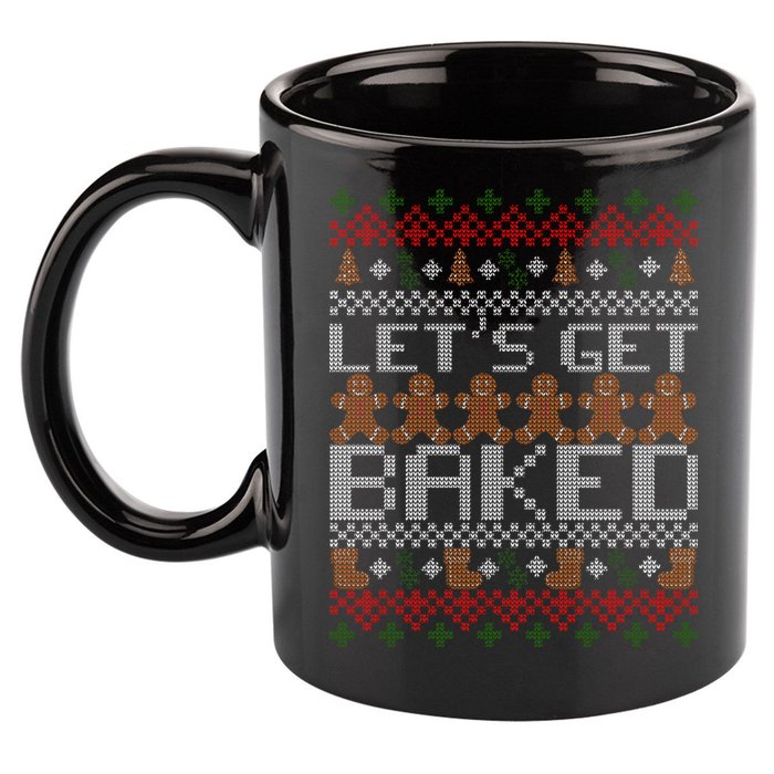 Lets Get Baked Ugly Christmas Sweater 11oz C Handle Ceramic Mug