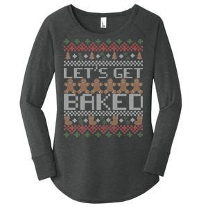 Lets Get Baked Ugly Christmas Sweater Women's Perfect Tri Tunic Long Sleeve Shirt