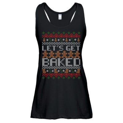 Lets Get Baked Ugly Christmas Sweater Ladies Essential Flowy Tank