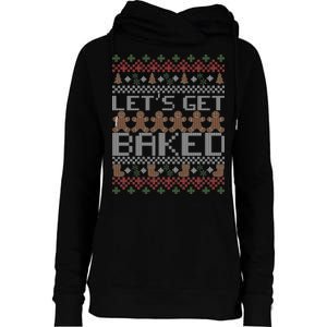 Lets Get Baked Ugly Christmas Sweater Womens Funnel Neck Pullover Hood