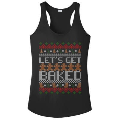 Lets Get Baked Ugly Christmas Sweater Ladies PosiCharge Competitor Racerback Tank