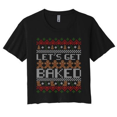 Lets Get Baked Ugly Christmas Sweater Crop Top
