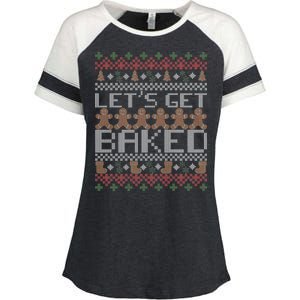 Lets Get Baked Ugly Christmas Sweater Enza Ladies Jersey Colorblock Tee