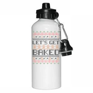 Lets Get Baked Ugly Christmas Sweater Aluminum Water Bottle