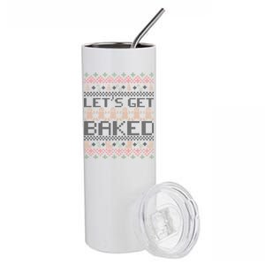 Lets Get Baked Ugly Christmas Sweater Stainless Steel Tumbler