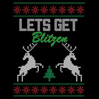 Lets Get Blitzen Stripe Pom Pom Beanie