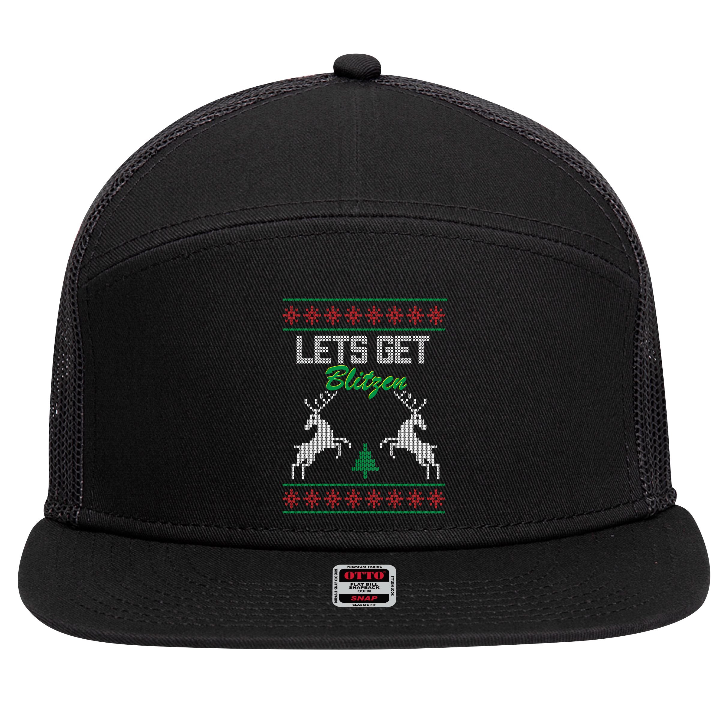 Lets Get Blitzen 7 Panel Mesh Trucker Snapback Hat