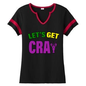 Lets Get Cray Mardi Gras Party Ladies Halftime Notch Neck Tee