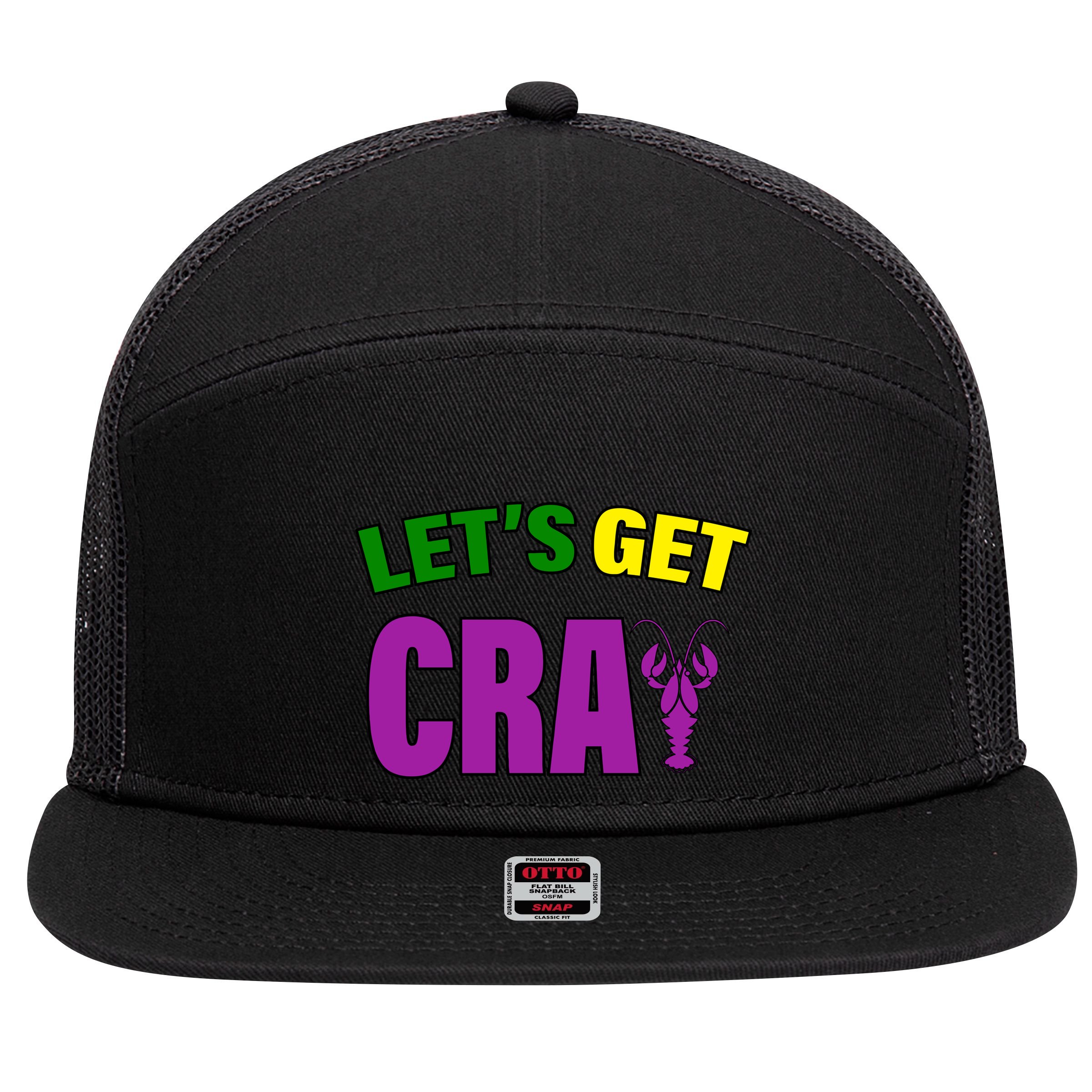 Lets Get Cray Mardi Gras Party 7 Panel Mesh Trucker Snapback Hat
