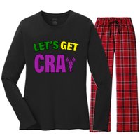 Lets Get Cray Mardi Gras Party Women's Long Sleeve Flannel Pajama Set 