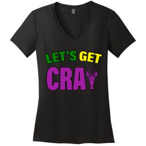 Lets Get Cray Mardi Gras Party Women's V-Neck T-Shirt