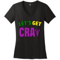 Lets Get Cray Mardi Gras Party Women's V-Neck T-Shirt