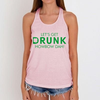 Let's Get Drunk Howbow Dah! St. Patrick's Day Clover Women's Knotted Racerback Tank