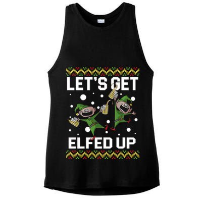 Let's Get Elfed Up Ugly Christmas Ladies PosiCharge Tri-Blend Wicking Tank