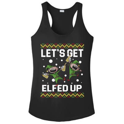 Let's Get Elfed Up Ugly Christmas Ladies PosiCharge Competitor Racerback Tank