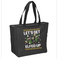 Let's Get Elfed Up Ugly Christmas Zip Tote Bag