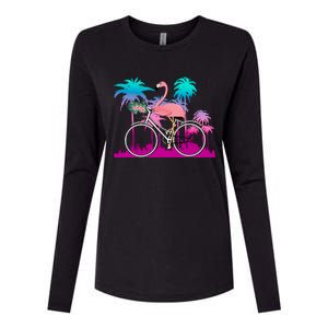 Let's Get Flocked Up Flamingo Riding A Bike Womens Cotton Relaxed Long Sleeve T-Shirt