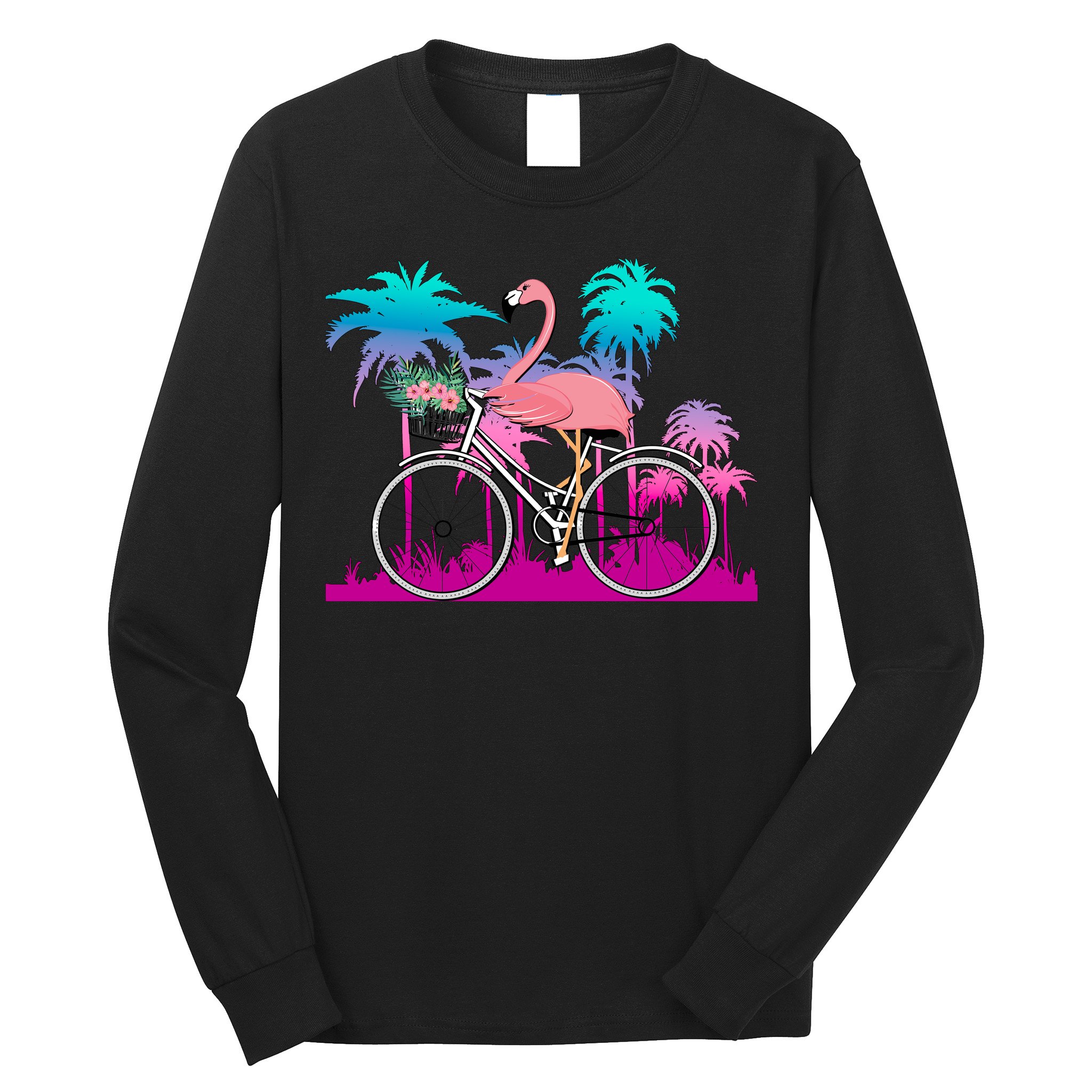 Let's Get Flocked Up Flamingo Riding A Bike Long Sleeve Shirt