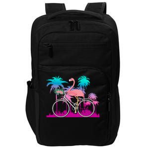 Let's Get Flocked Up Flamingo Riding A Bike Impact Tech Backpack