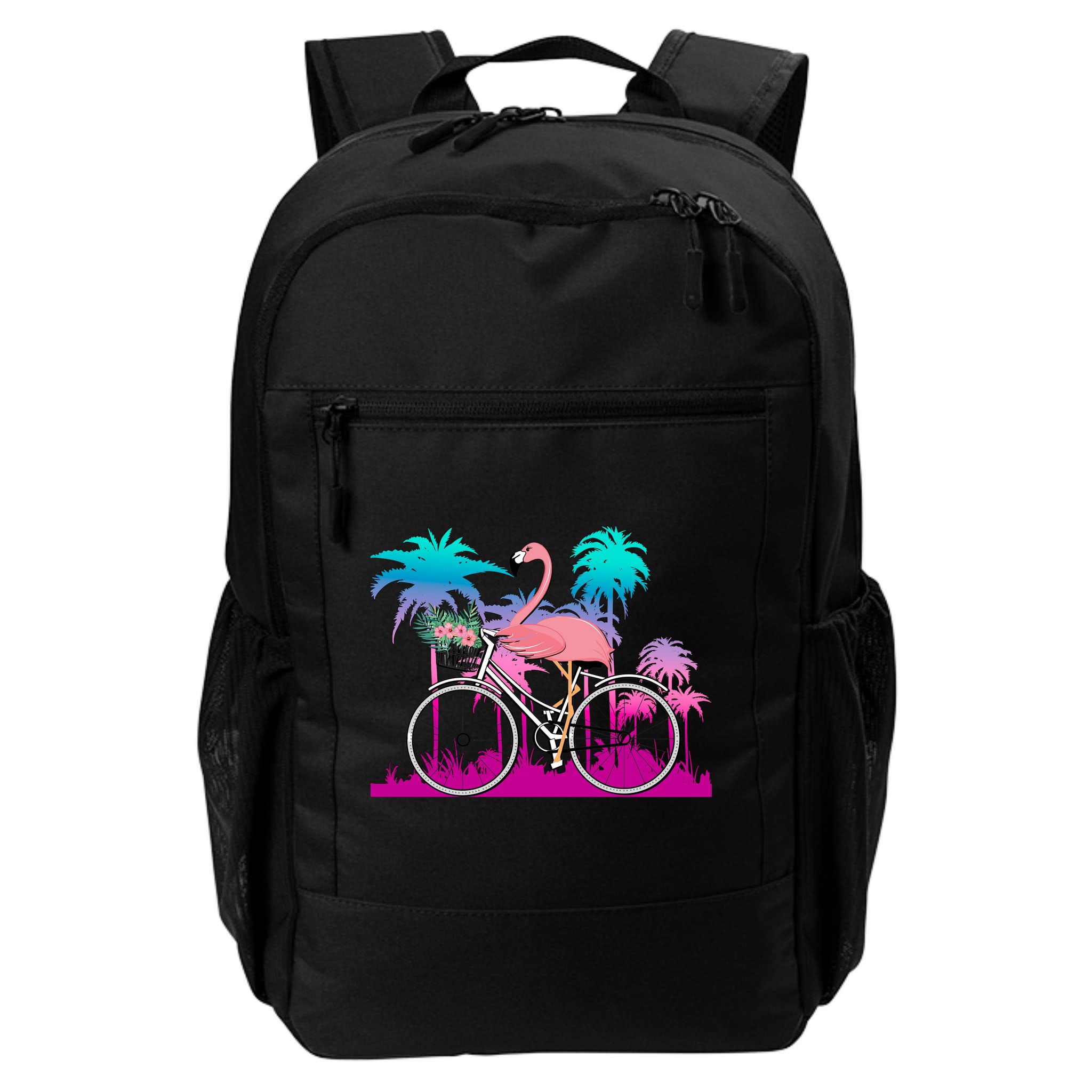 Let's Get Flocked Up Flamingo Riding A Bike Backpack