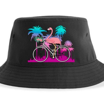 Let's Get Flocked Up Flamingo Riding A Bike Sustainable Bucket Hat