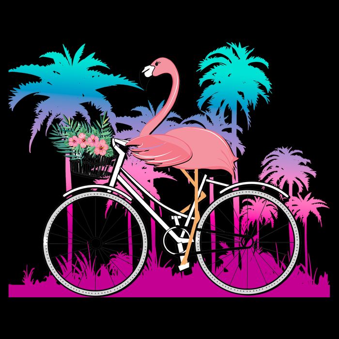 Let's Get Flocked Up Flamingo Riding A Bike Button