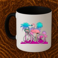 Let's Get Flocked Up Flamingo Riding A Bike Mug